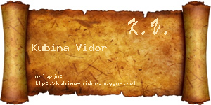 Kubina Vidor névjegykártya